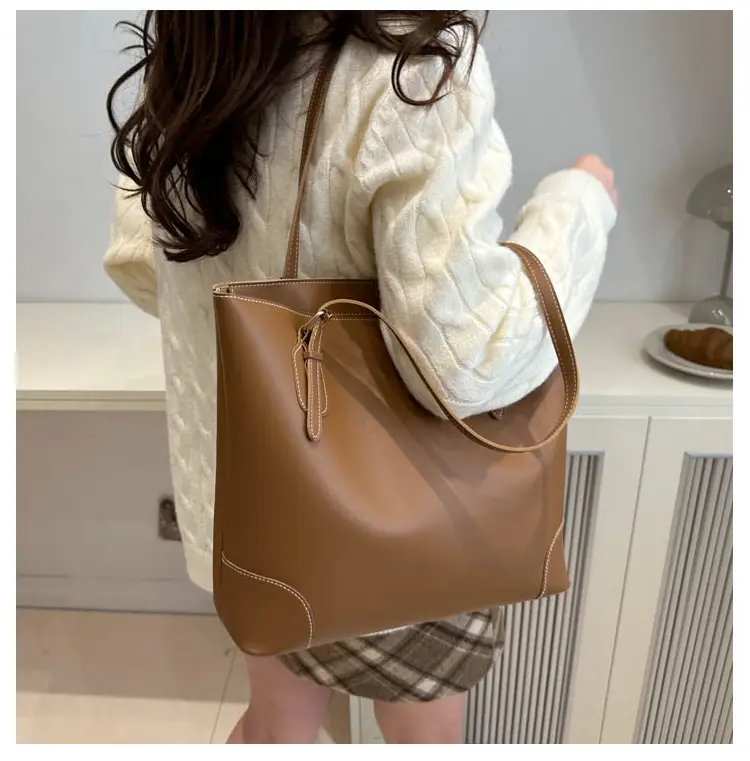 Retro Tan Shoulder Tote Bag 2024 Winter New — feature 14