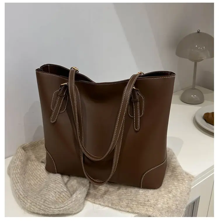 Retro Tan Shoulder Tote Bag 2024 Winter New - Image 3