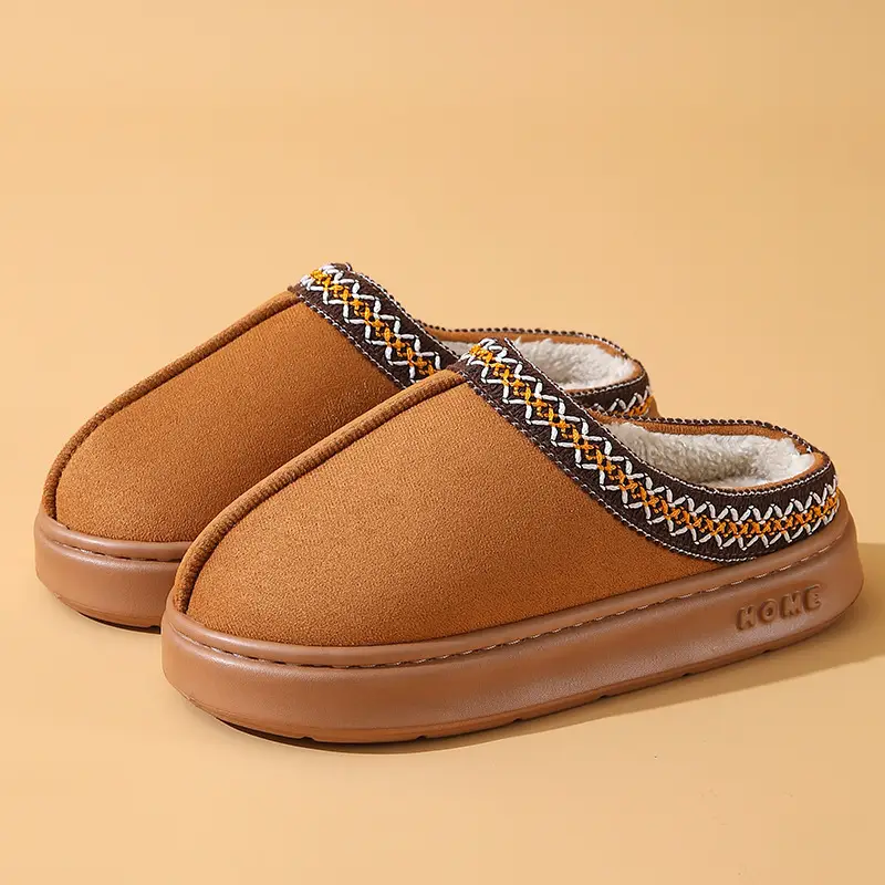 Black Cotton Crossbody Slippers with Fleece Lining - Image 3