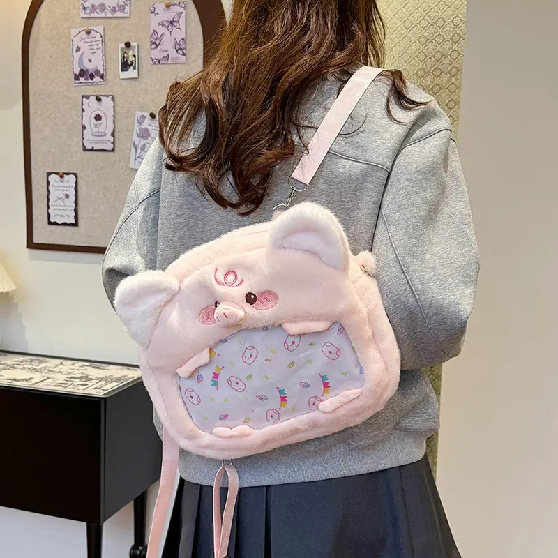 Cute Cartoon Plush Piggy Backpack for Women - Image 3