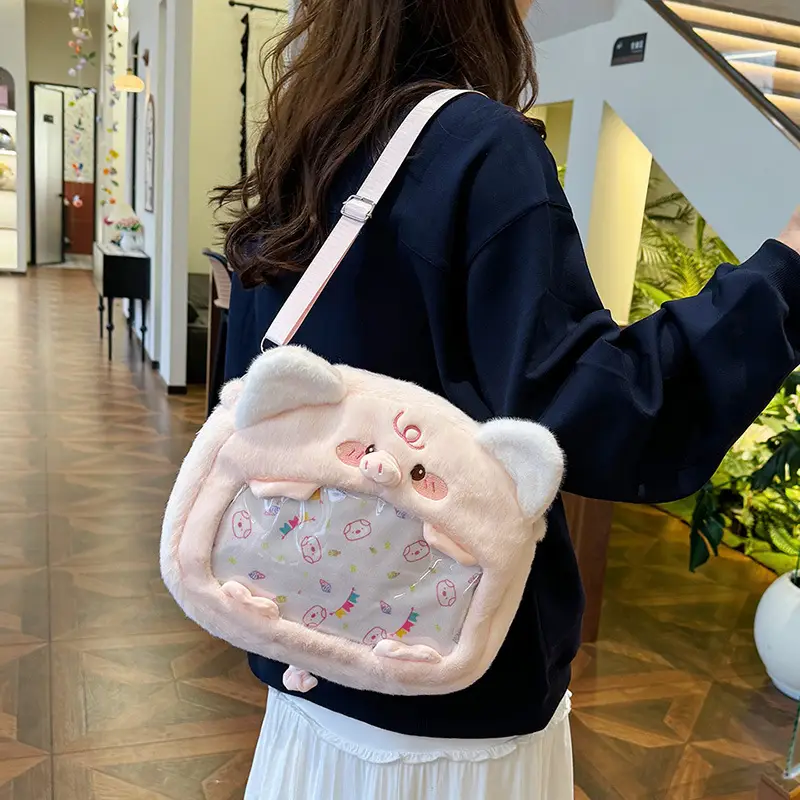 Cute Cartoon Plush Piggy Backpack for Women - Image 4