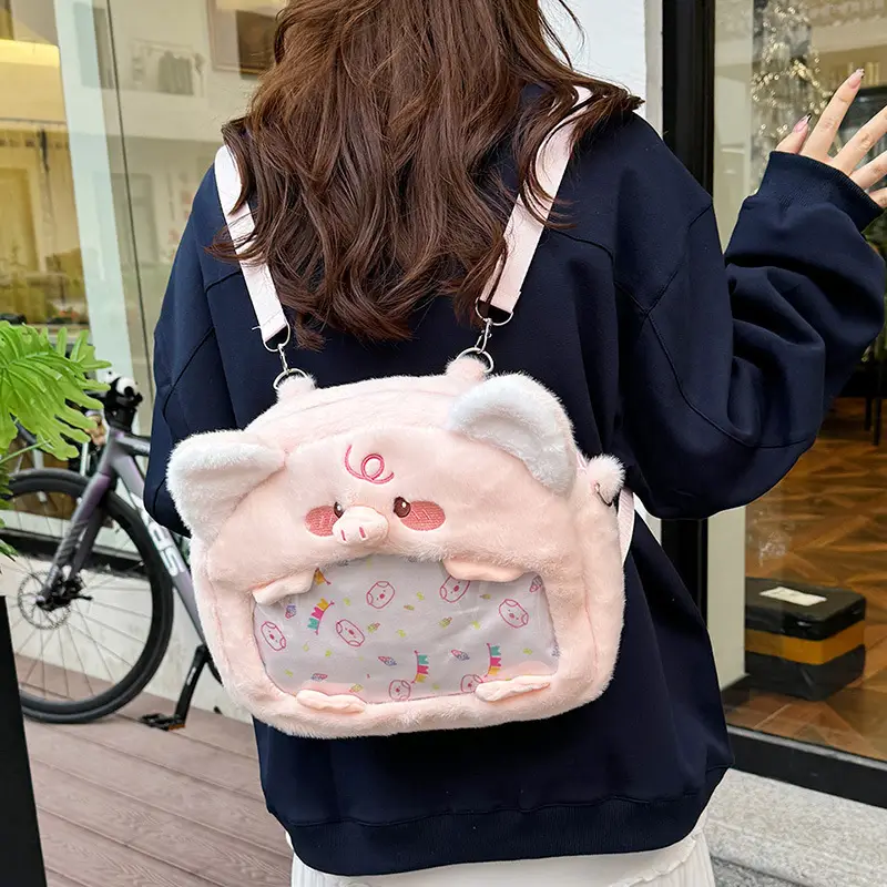 Cute Cartoon Plush Piggy Backpack for Women - Image 5