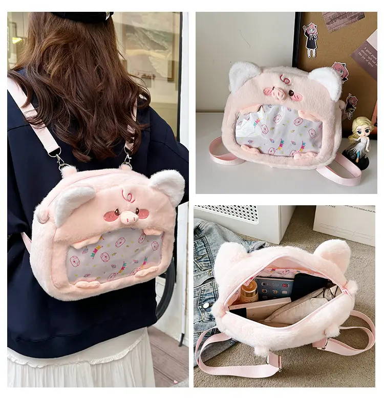 Cute Cartoon Plush Piggy Backpack for Women — feature 14