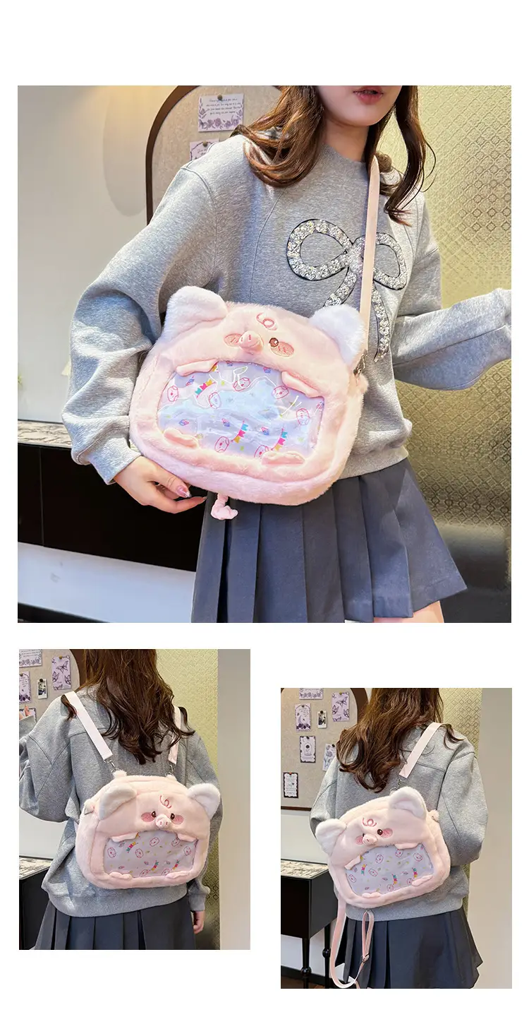 Cute Cartoon Plush Piggy Backpack for Women — feature 15