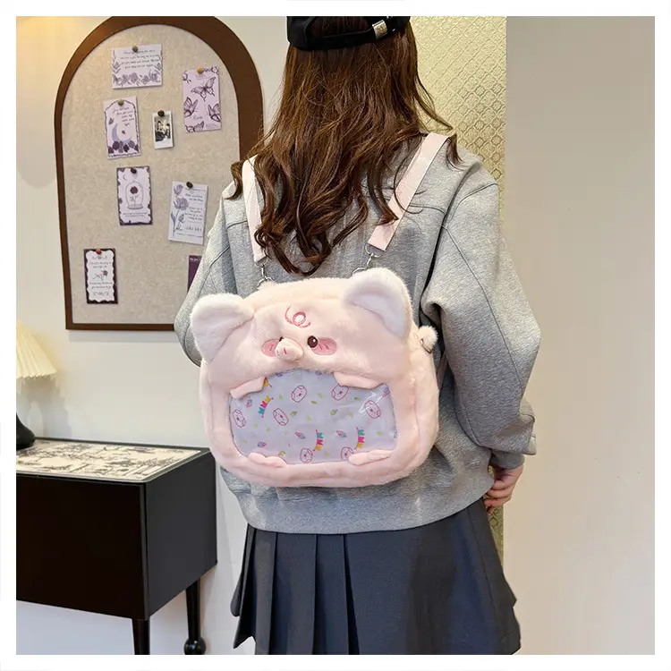 Cute Cartoon Plush Piggy Backpack for Women — feature 19