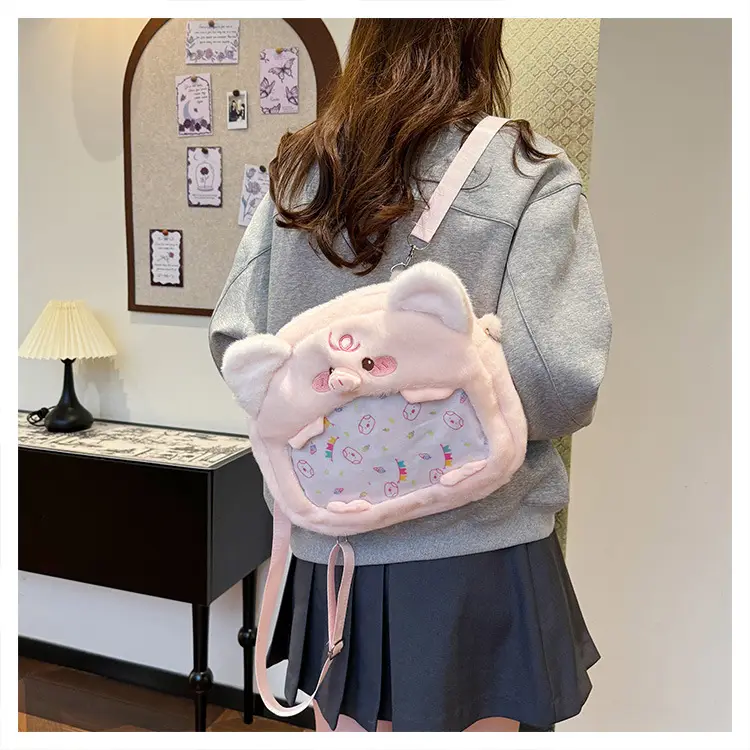 Cute Cartoon Plush Piggy Backpack for Women — feature 21