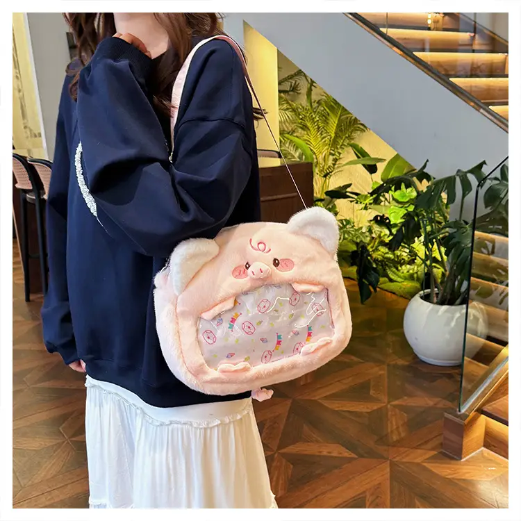 Cute Cartoon Plush Piggy Backpack for Women — feature 24