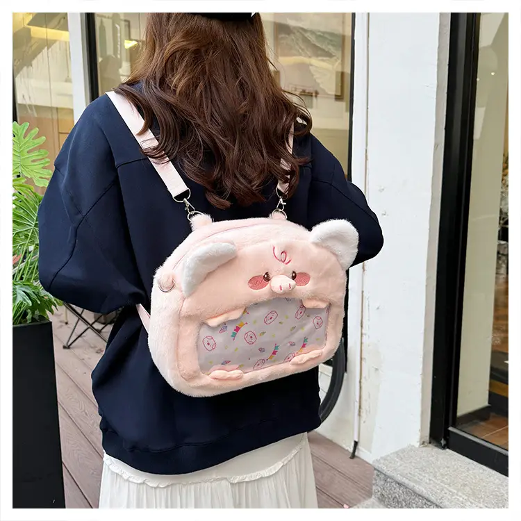 Cute Cartoon Plush Piggy Backpack for Women — feature 26
