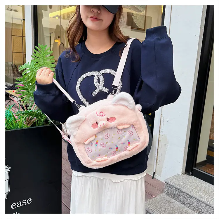 Cute Cartoon Plush Piggy Backpack for Women — feature 27
