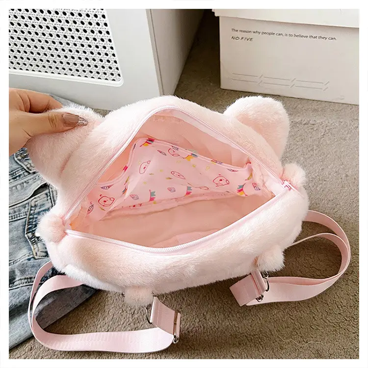 Cute Cartoon Plush Piggy Backpack for Women — feature 37