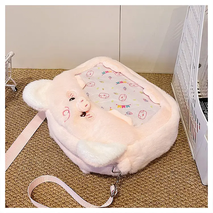 Cute Cartoon Plush Piggy Backpack for Women — feature 42