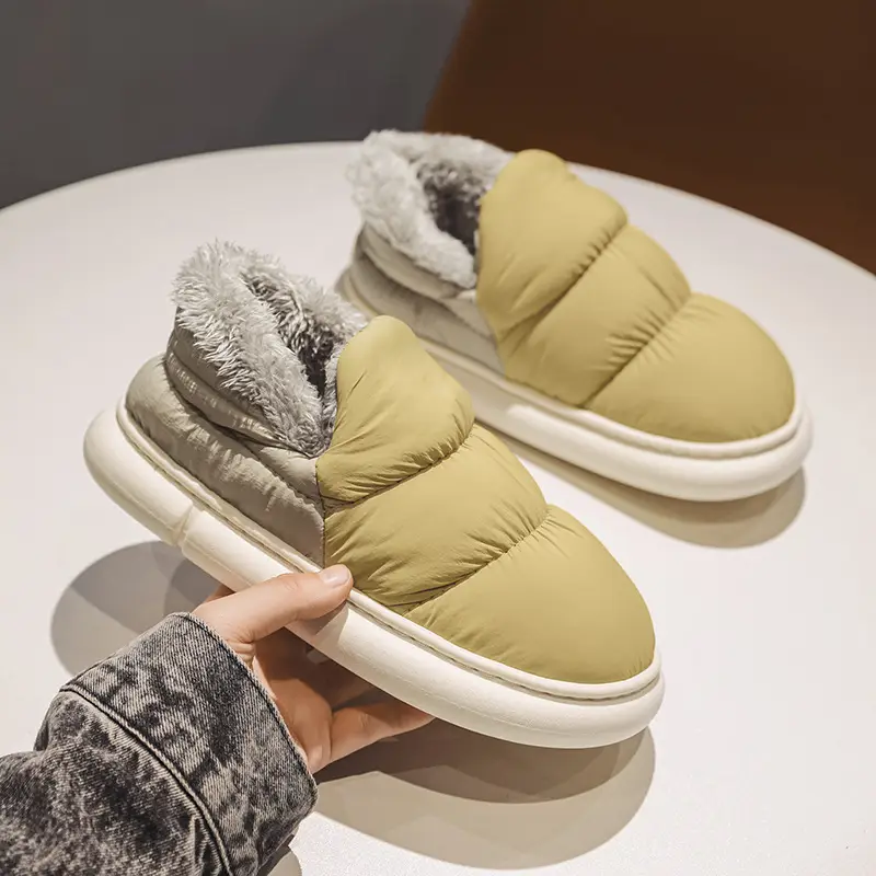 Snow Boots Men's Winter fleece-lined Thickened Warm Northeast Cotton Shoes Bread Fur One Waterproof Non-slip Cotton Slippers - Image 6