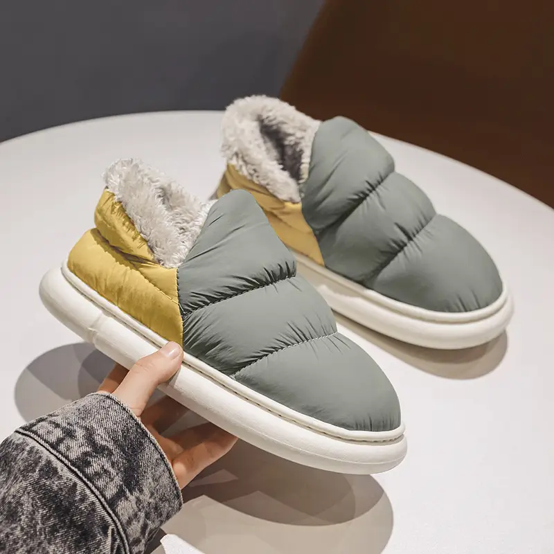 Snow Boots Men's Winter fleece-lined Thickened Warm Northeast Cotton Shoes Bread Fur One Waterproof Non-slip Cotton Slippers - Image 7