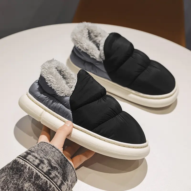 Snow Boots Men's Winter fleece-lined Thickened Warm Northeast Cotton Shoes Bread Fur One Waterproof Non-slip Cotton Slippers - Image 8