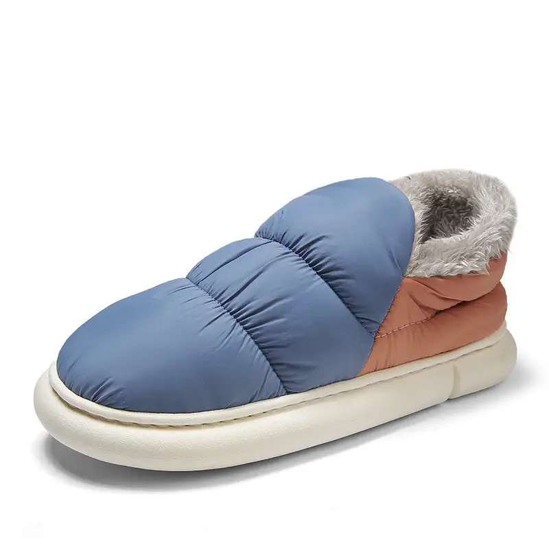 Snow Boots Men's Winter fleece-lined Thickened Warm Northeast Cotton Shoes Bread Fur One Waterproof Non-slip Cotton Slippers - Image 9