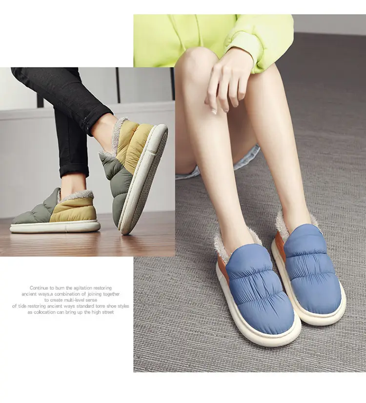 Snow Boots Men's Winter fleece-lined Thickened Warm Northeast Cotton Shoes Bread Fur One Waterproof Non-slip Cotton Slippers — feature 15