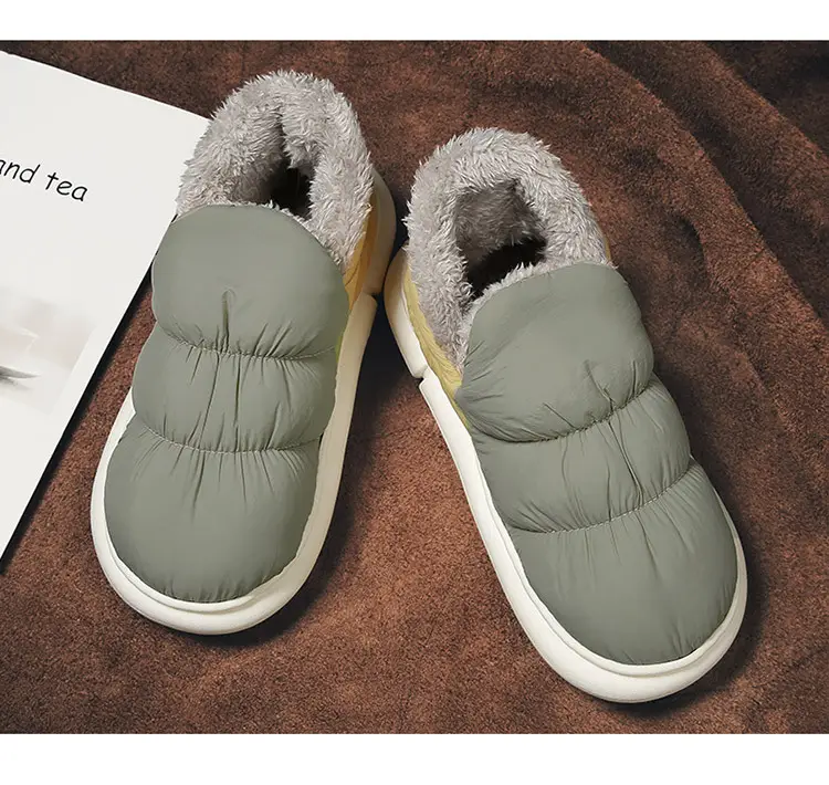 Snow Boots Men's Winter fleece-lined Thickened Warm Northeast Cotton Shoes Bread Fur One Waterproof Non-slip Cotton Slippers — feature 18