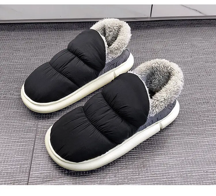Snow Boots Men's Winter fleece-lined Thickened Warm Northeast Cotton Shoes Bread Fur One Waterproof Non-slip Cotton Slippers — feature 20
