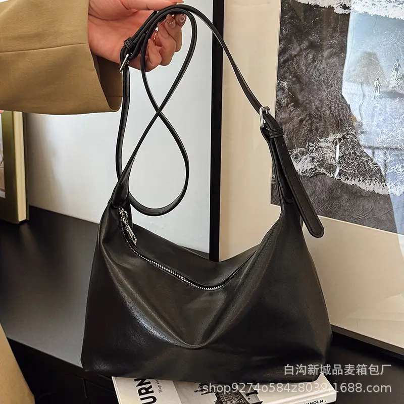 Black Textured Shoulder Crossbody Bag for Women 2026 - Image 5