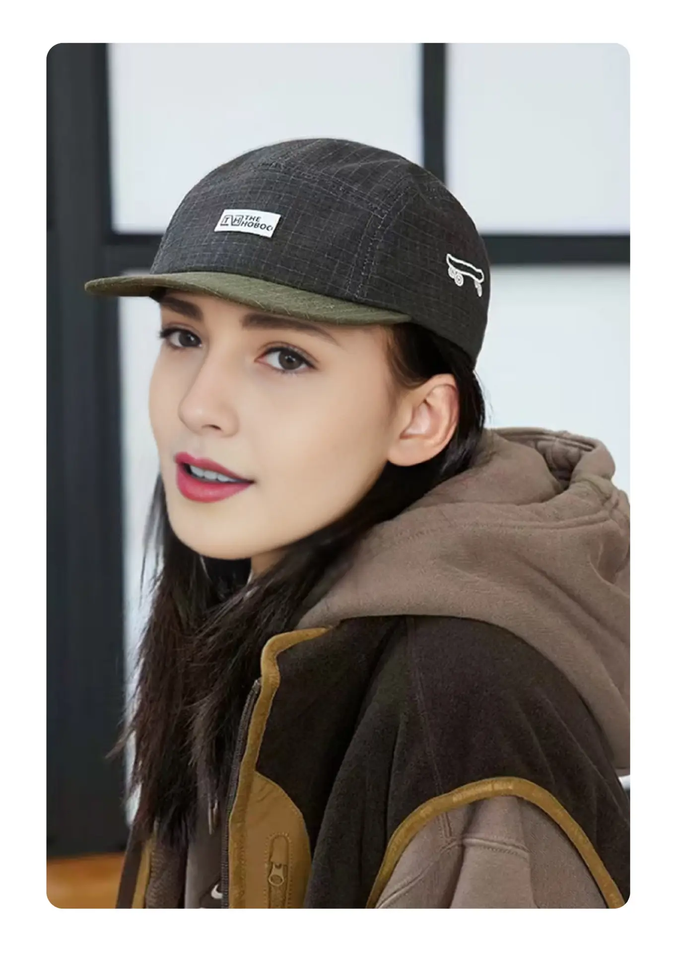 Japanese Flat Rim Plaid Cap for Men Summer Skateboard Hat — feature 3