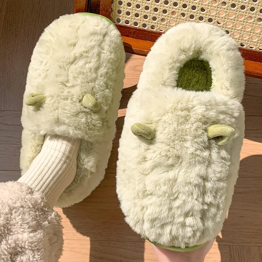 Cotton Slippers Women Couple Home Cute Cartoon Small Ears Autumn and Winter Indoor Plush Cotton Shoes Men's Winter - Image 6