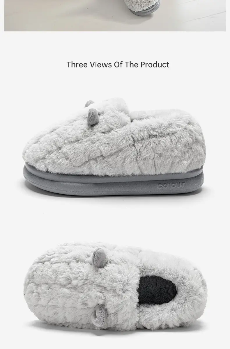 Cotton Slippers Women Couple Home Cute Cartoon Small Ears Autumn and Winter Indoor Plush Cotton Shoes Men's Winter — feature 14
