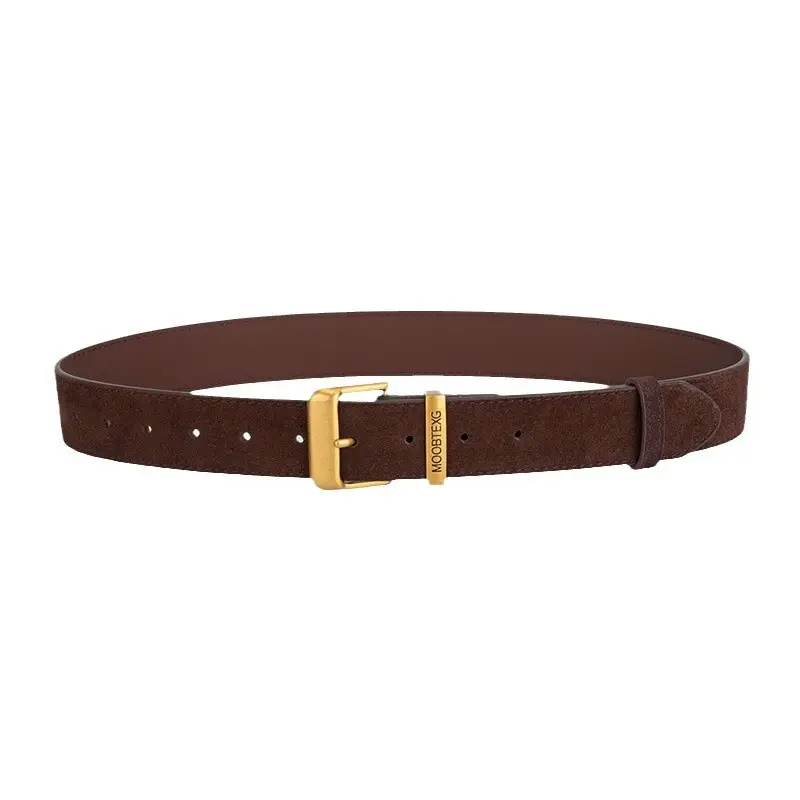 Black Leather Belt for Women with Gold Buckle