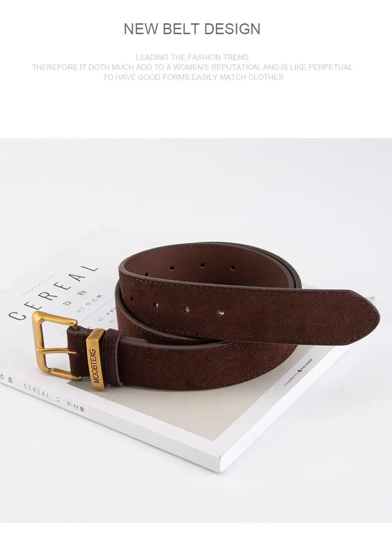 Black Leather Belt for Women with Gold Buckle — feature 10