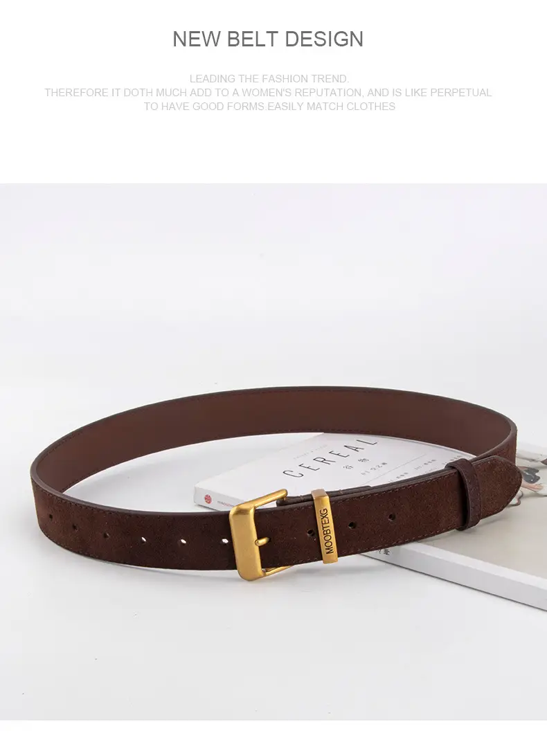 Black Leather Belt for Women with Gold Buckle — feature 11