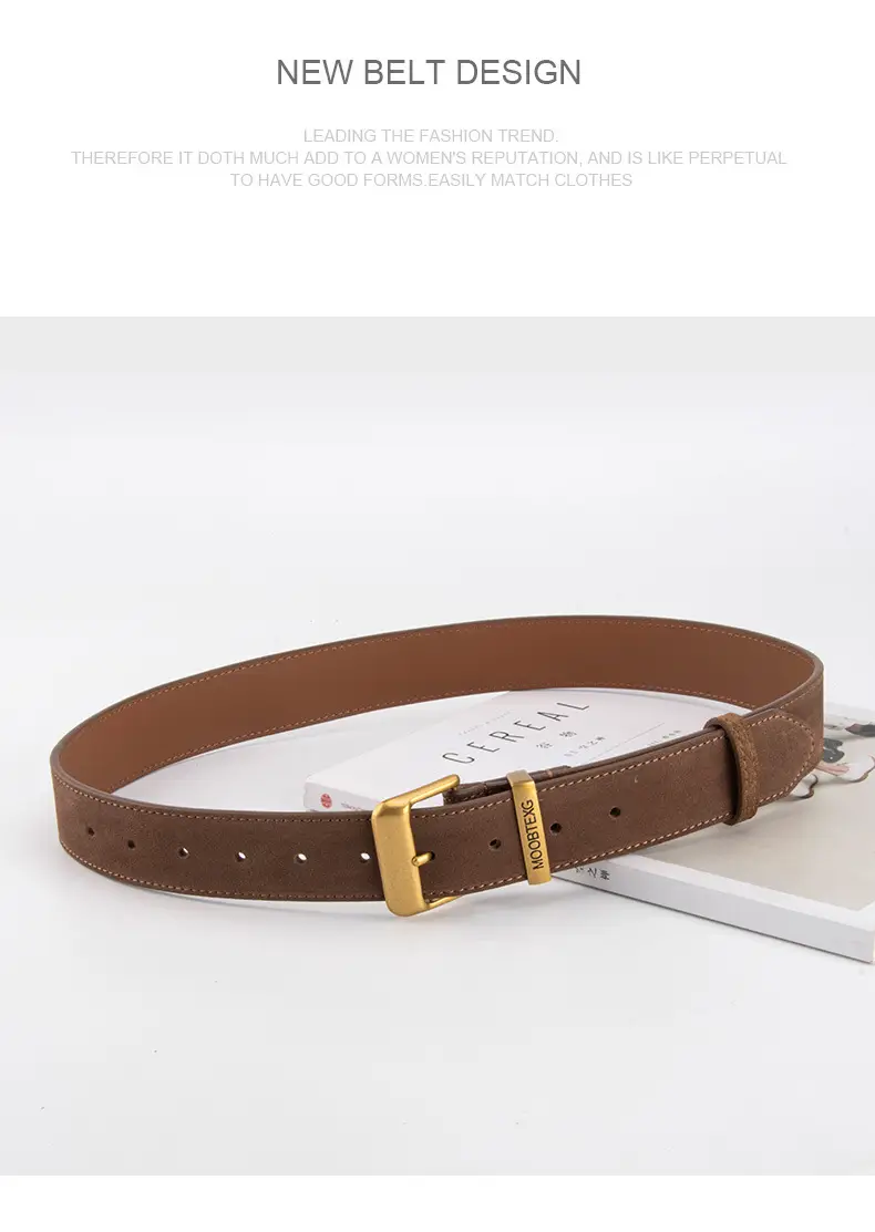 Black Leather Belt for Women with Gold Buckle — feature 12