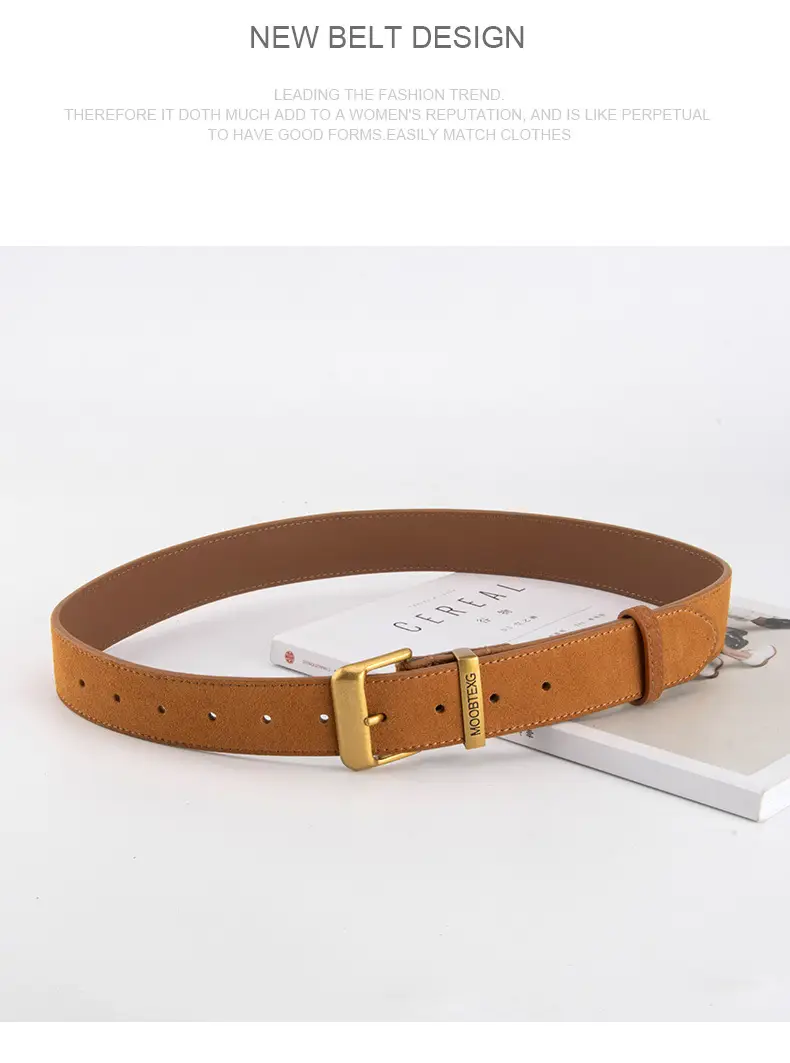 Black Leather Belt for Women with Gold Buckle — feature 14