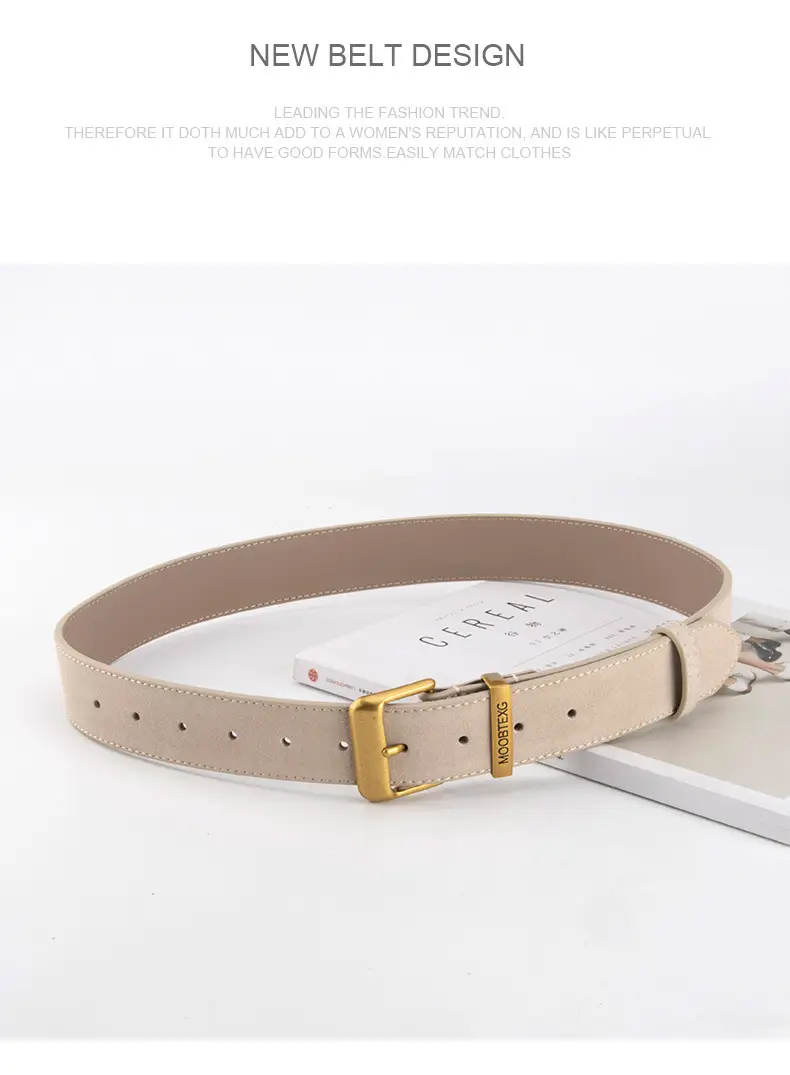 Black Leather Belt for Women with Gold Buckle — feature 15