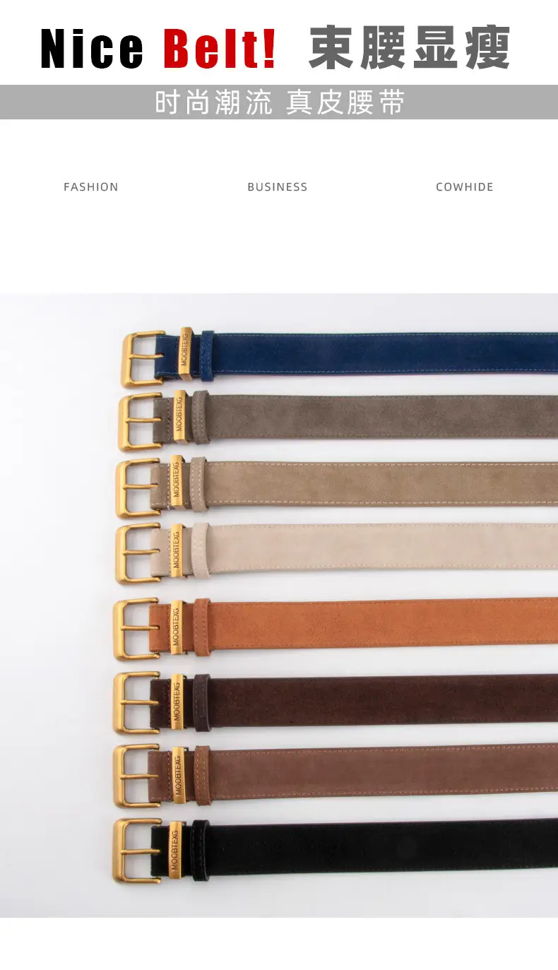 Black Leather Belt for Women with Gold Buckle — feature 3