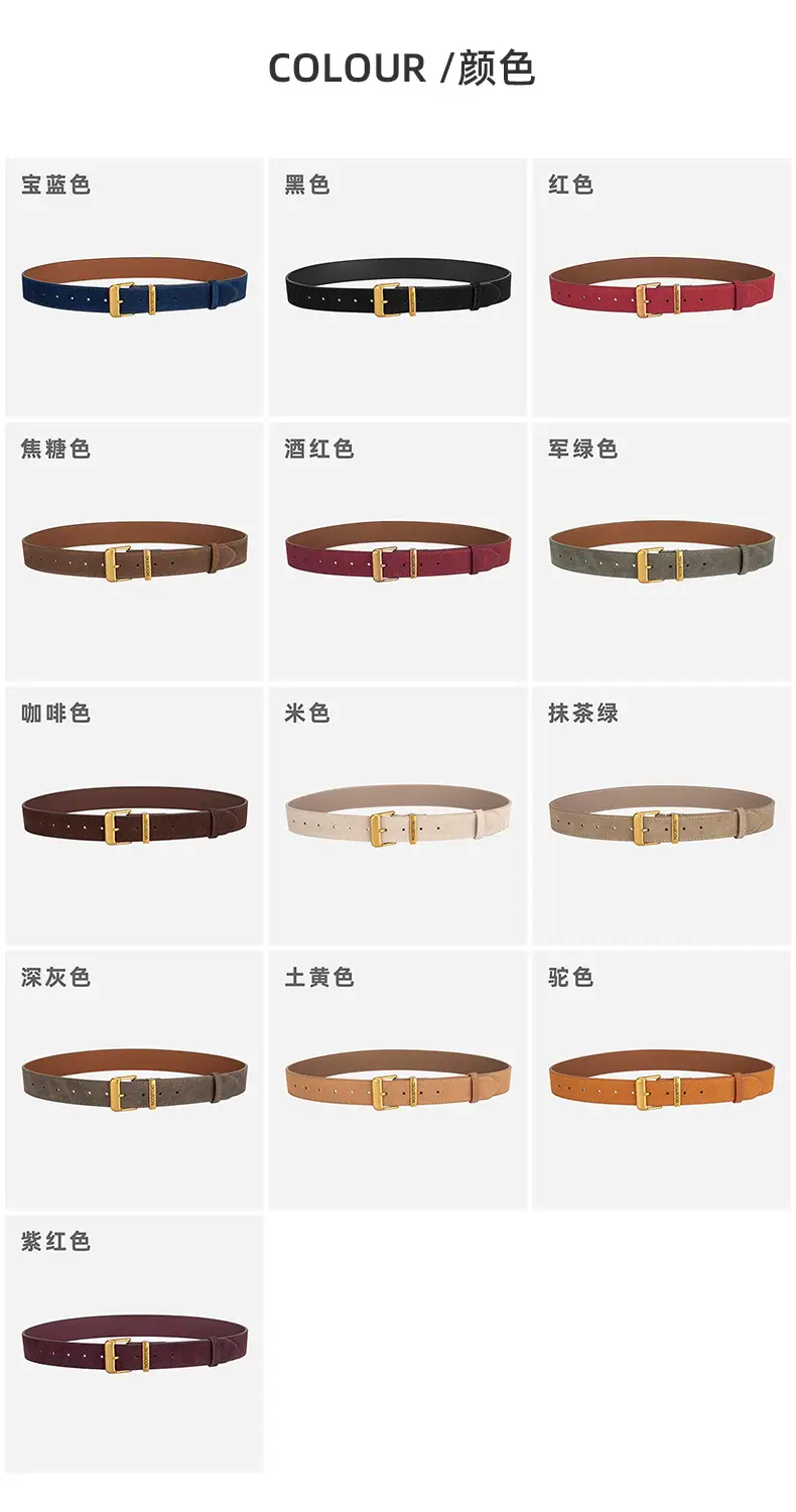 Black Leather Belt for Women with Gold Buckle — feature 8