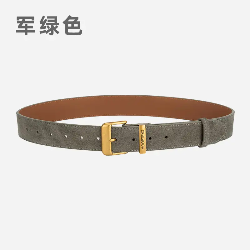 Black Leather Belt for Women with Gold Buckle