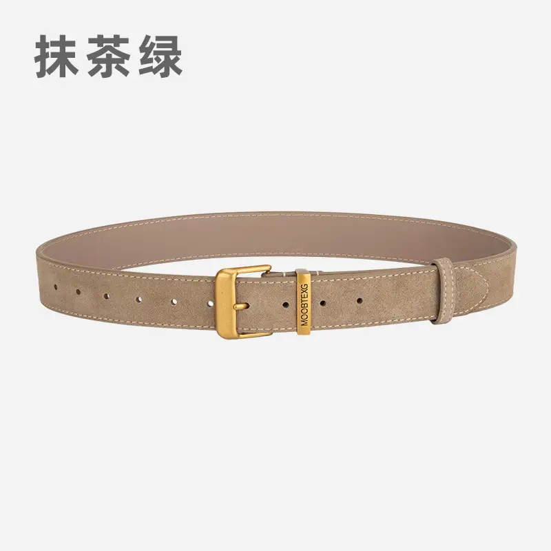 Black Leather Belt for Women with Gold Buckle