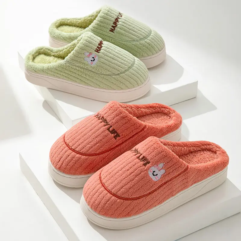 New Style Dung-feeling Cotton Slippers Men's Autumn and Winter Indoor Thick-soled Warm Household Fleece Bag with Woolen Slippers for Women