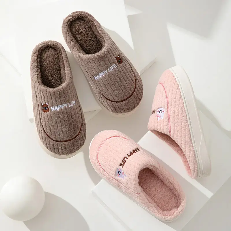 New Style Dung-feeling Cotton Slippers Men's Autumn and Winter Indoor Thick-soled Warm Household Fleece Bag with Woolen Slippers for Women