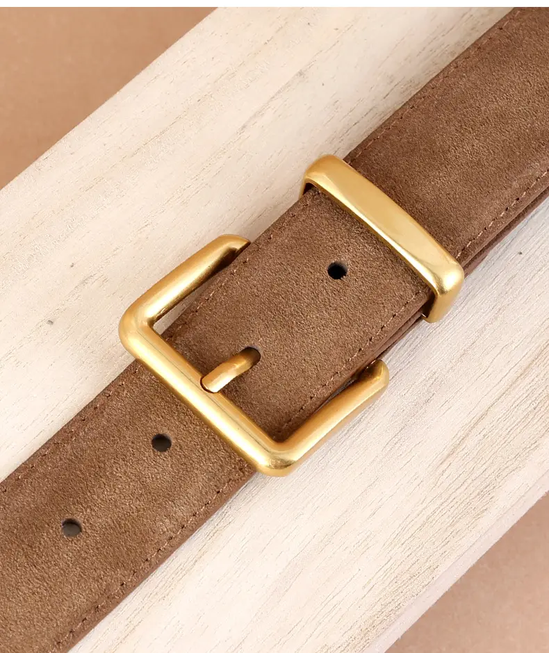 Women's Korean Style Suede Belt Brown with Silver Buckle — feature 16