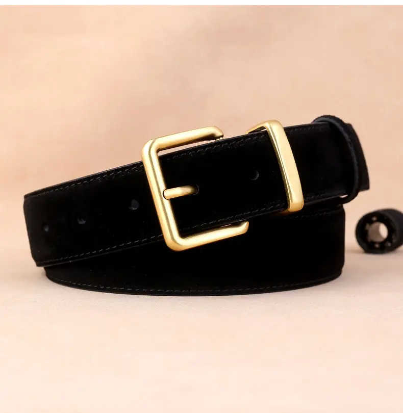 Women's Korean Style Suede Belt Brown with Silver Buckle — feature 17