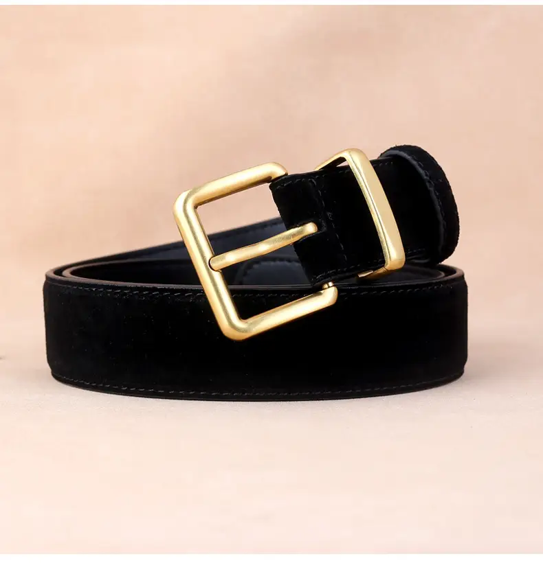 Women's Korean Style Suede Belt Brown with Silver Buckle — feature 21