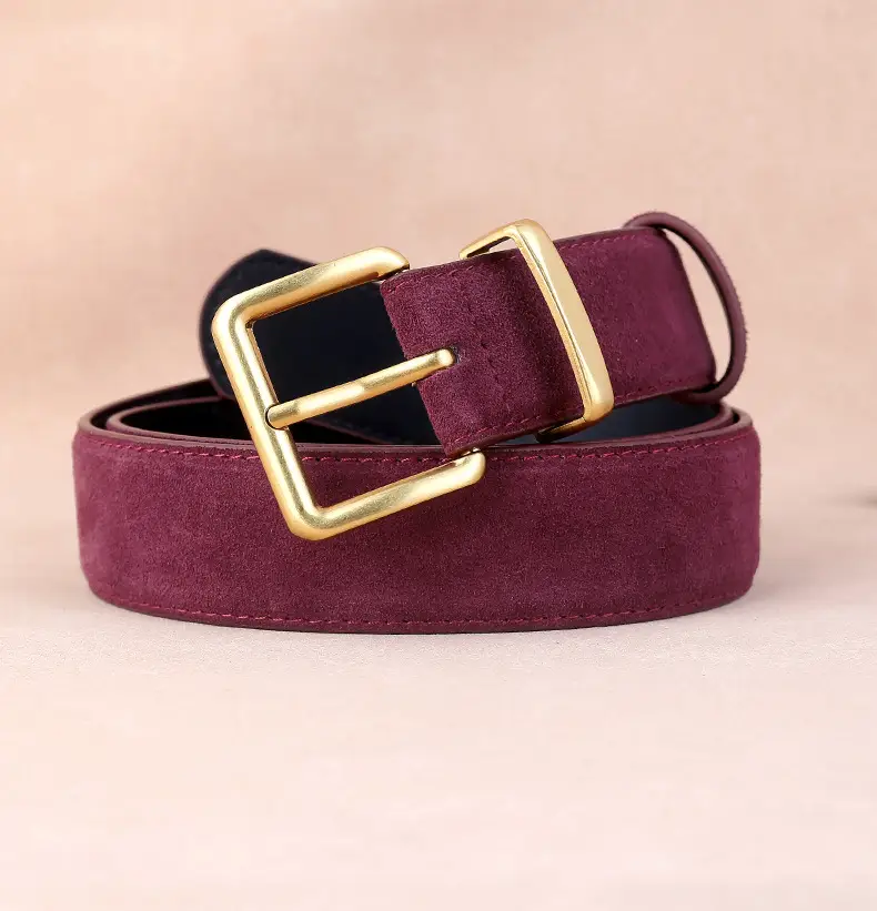 Women's Korean Style Suede Belt Brown with Silver Buckle — feature 22