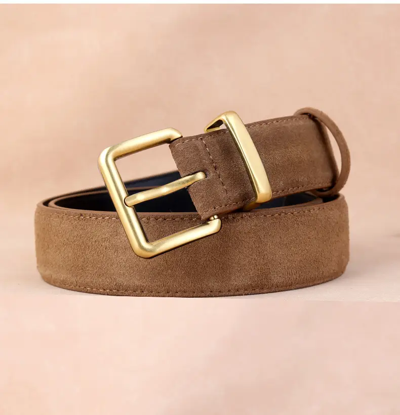 Women's Korean Style Suede Belt Brown with Silver Buckle — feature 23