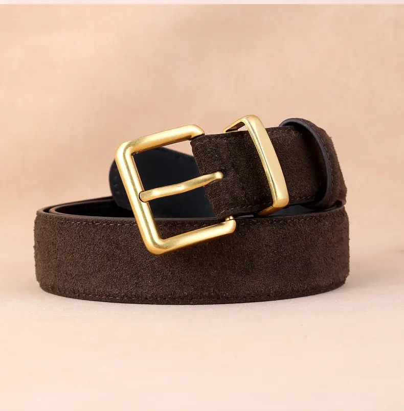 Women's Korean Style Suede Belt Brown with Silver Buckle — feature 24