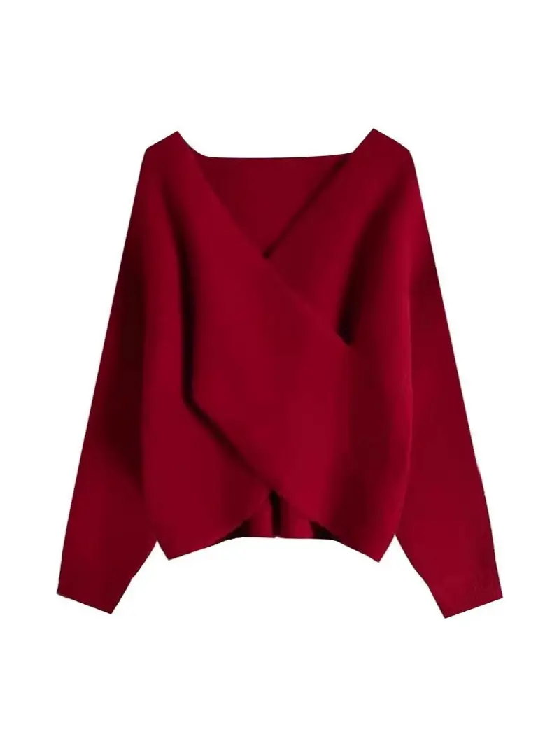 French High-end V-neck New Year Sweater Turtleneck dress Knitted Two-piece Suit for Women Small Wear a Complete Set