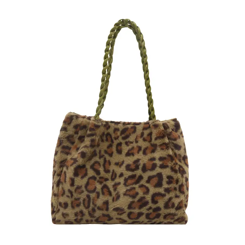 Plush Leopard Print Shoulder Bag for Women - Image 13