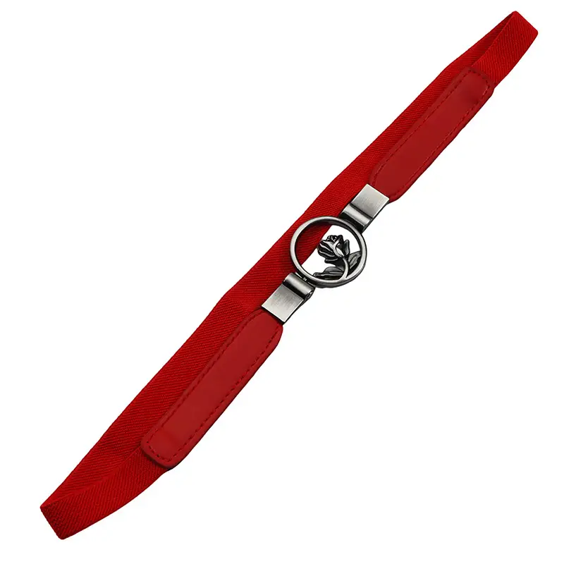 Red Rose Buckle Elastic Waist Belt for Women