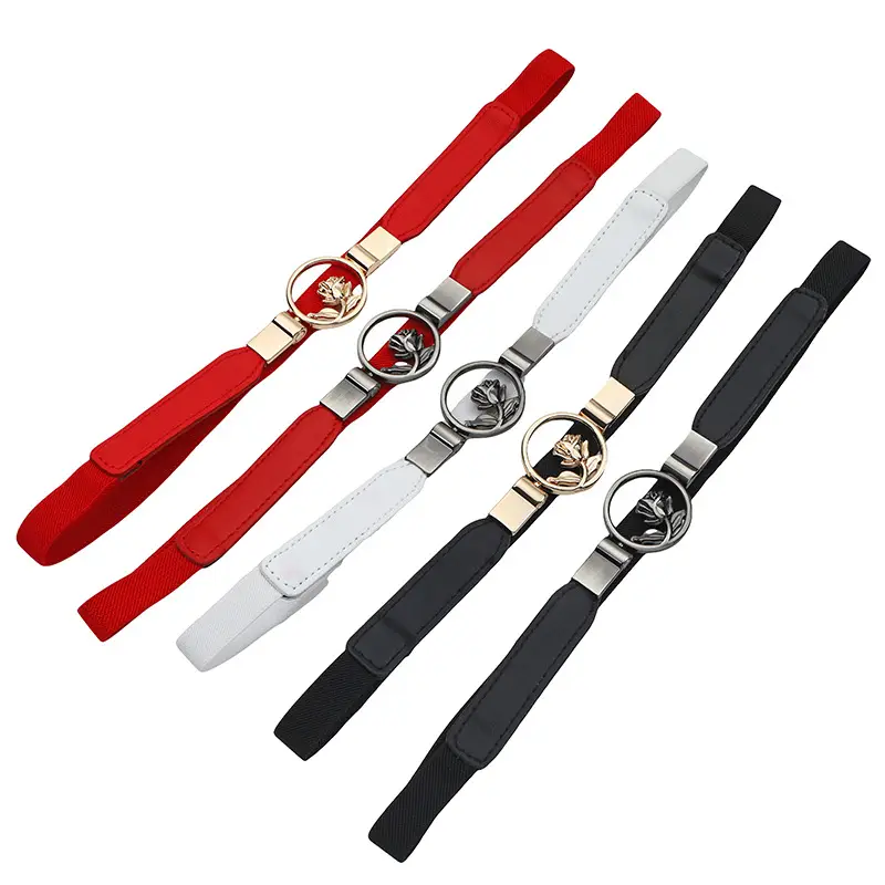 Red Rose Buckle Elastic Waist Belt for Women — feature 37