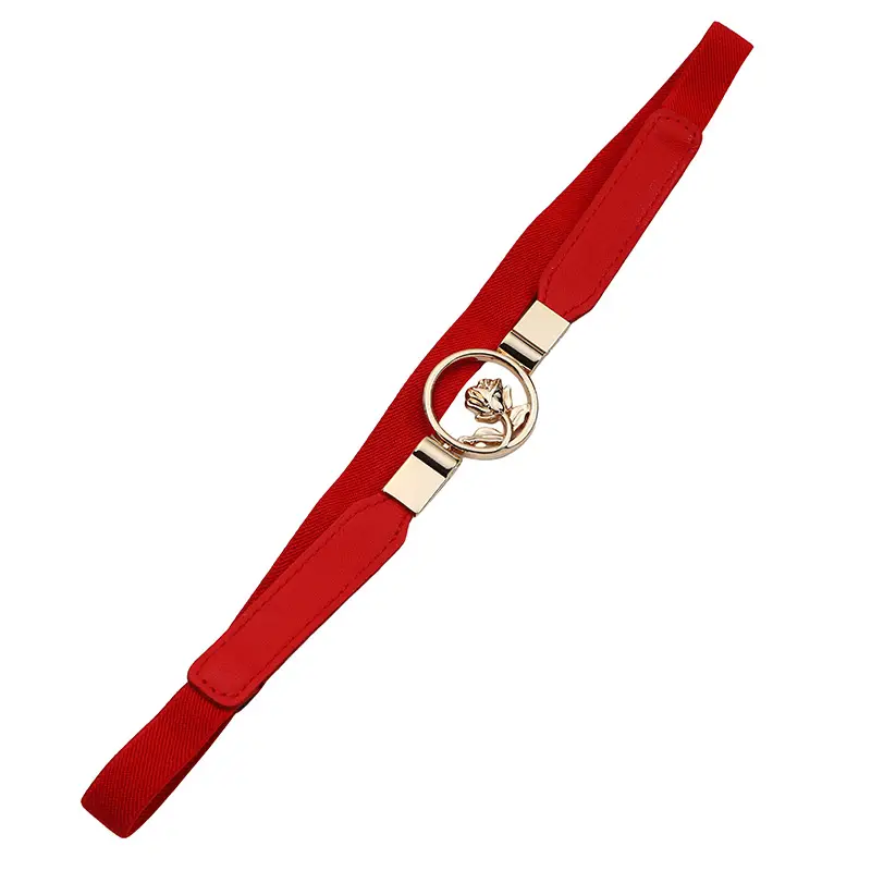 Red Rose Buckle Elastic Waist Belt for Women — feature 45