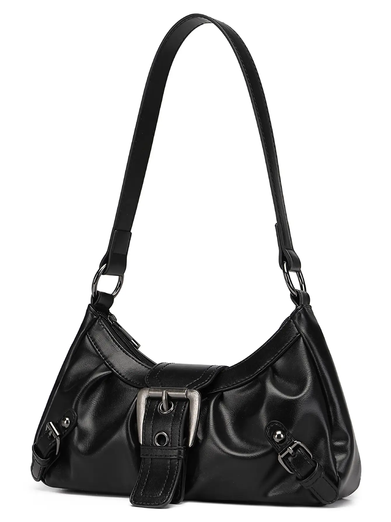 Black PU Leather Women's Shoulder Bag Y2K Style - Image 7